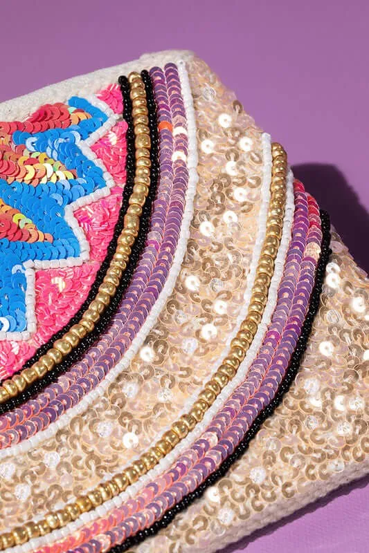Hey, Let's Go! Beaded Sequin and Beaded Wristlet
