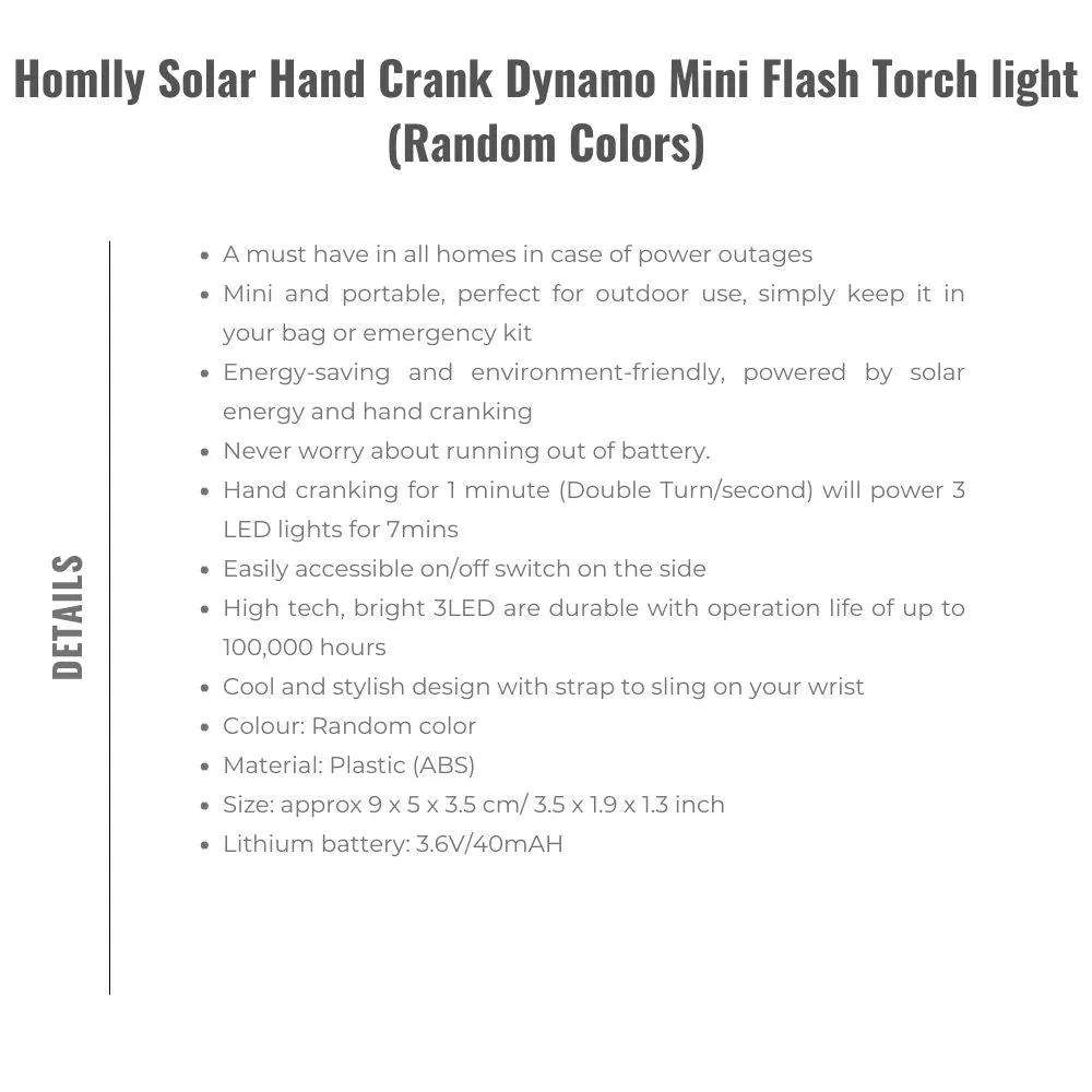 Homlly Emergency Hand Crank Solar AM/ FM Radio with LED Flashlight & 2000mAh Power Bank Phone Charger