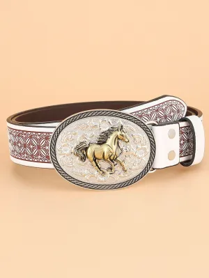 Horse Decor Oval Buckle Belt