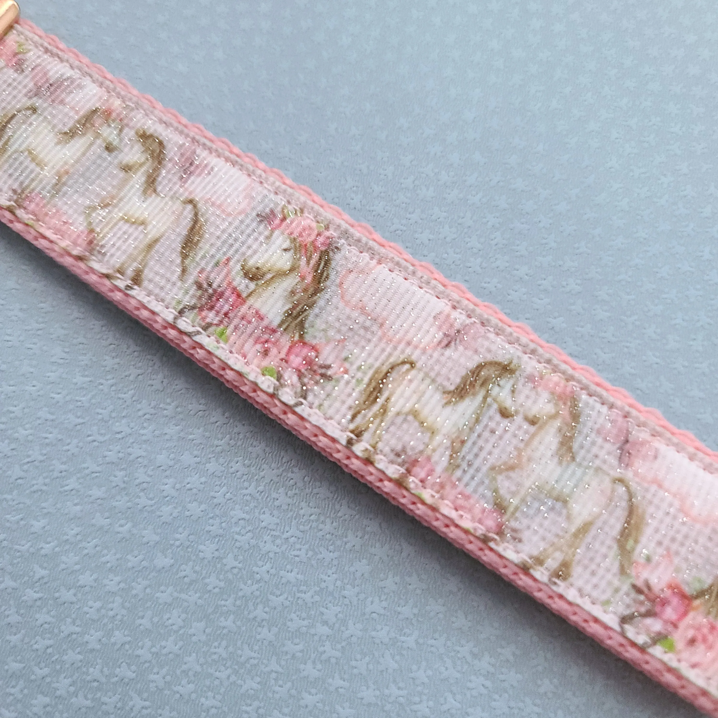 Horses with Wreaths Glittery Key Chain Fob on Pink Rose Gold and Rose Charm