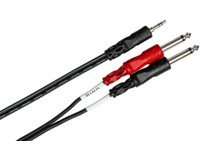 HOSA CMP-153 3' Stereo Breakout, 3.5 Mm TRS To Dual 1/4 In TS