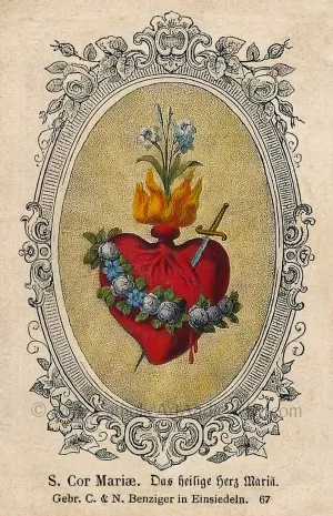Immaculate Heart – Old Fashioned – Einsiedeln – 3 sizes – Based on Vintage Holy Card – Catholic Art Print – Catholic Gift