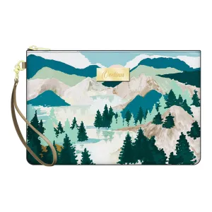 Impressionist Lake and Forest Zip Pouch Wristlet Nature-Inspired Artistry