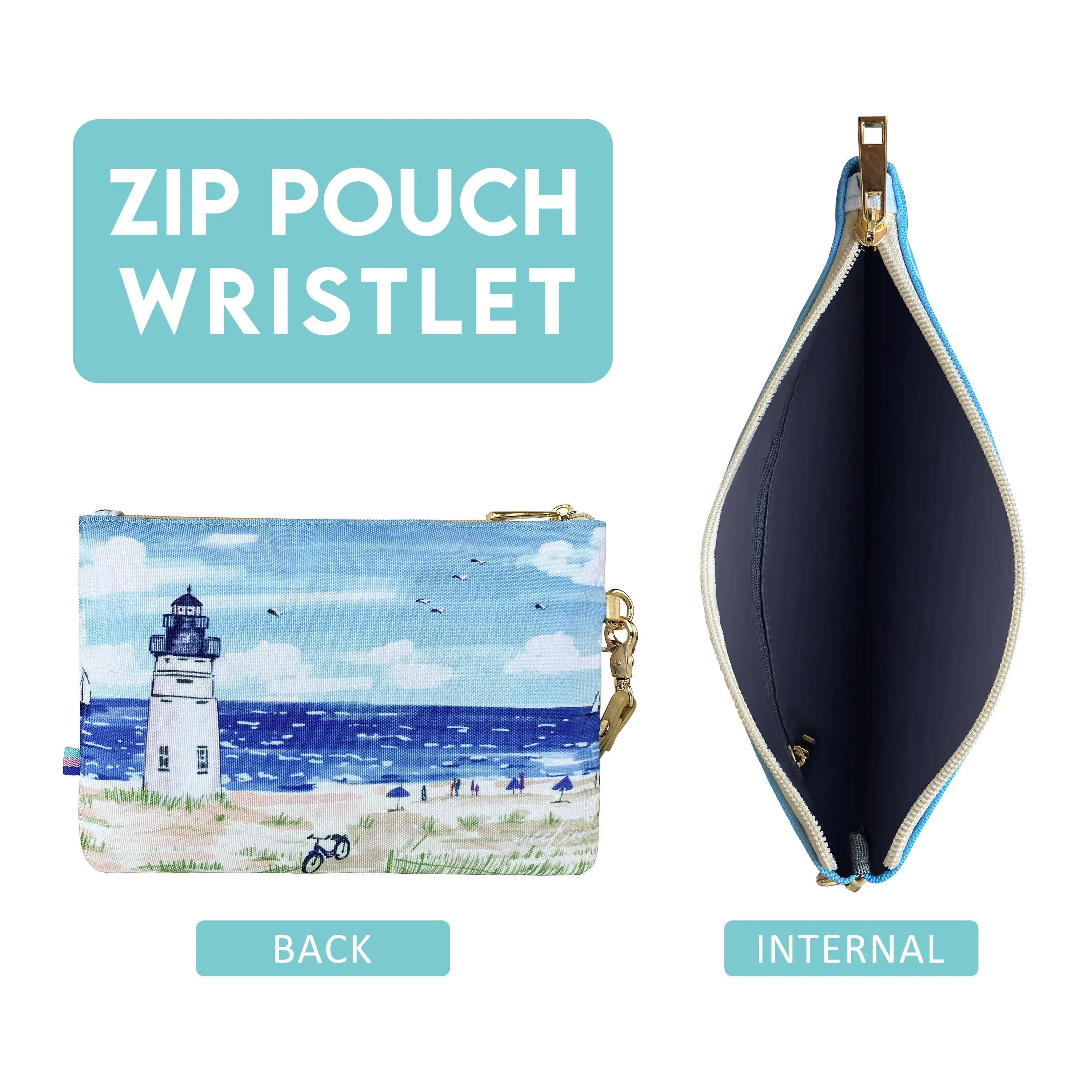 Impressionist Lake and Forest Zip Pouch Wristlet Nature-Inspired Artistry