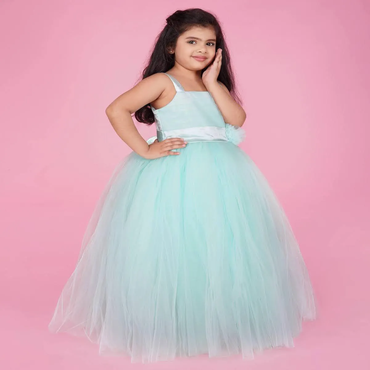 Indo Western Gown For Girl In Skyblue Color