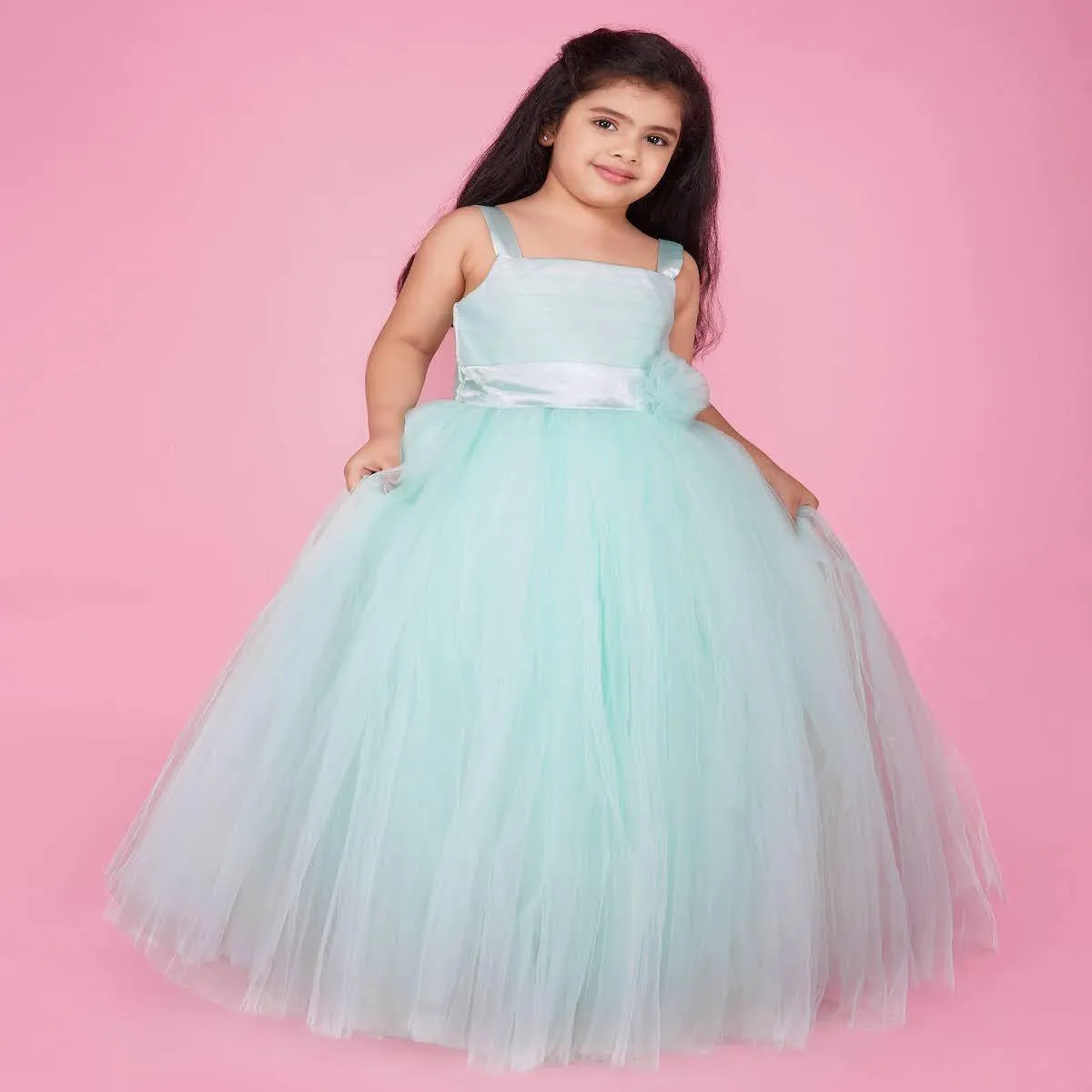 Indo Western Gown For Girl In Skyblue Color
