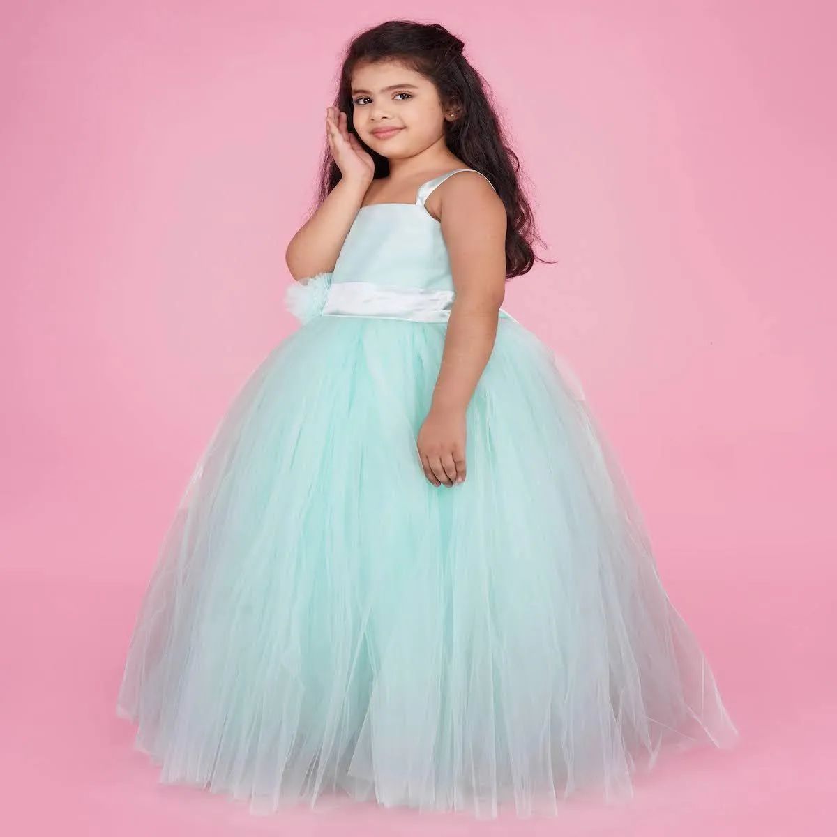 Indo Western Gown For Girl In Skyblue Color