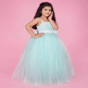 Indo Western Gown For Girl In Skyblue Color