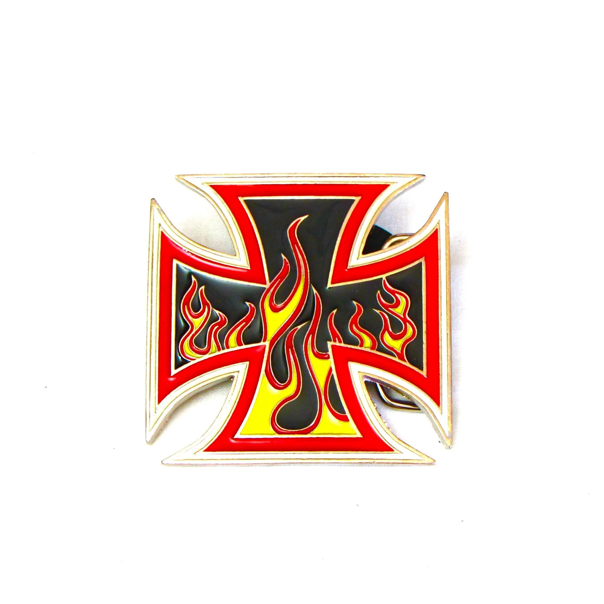 J-7016  Iron Cross w/ Flames Buckle