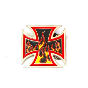 J-7016  Iron Cross w/ Flames Buckle