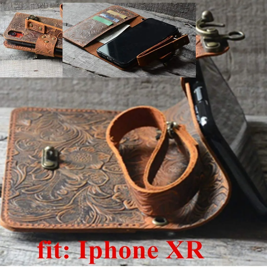 JJNUSA  Genuine leather Retro Book Style for Iphone XS / X 5.8 inches Wallet Case