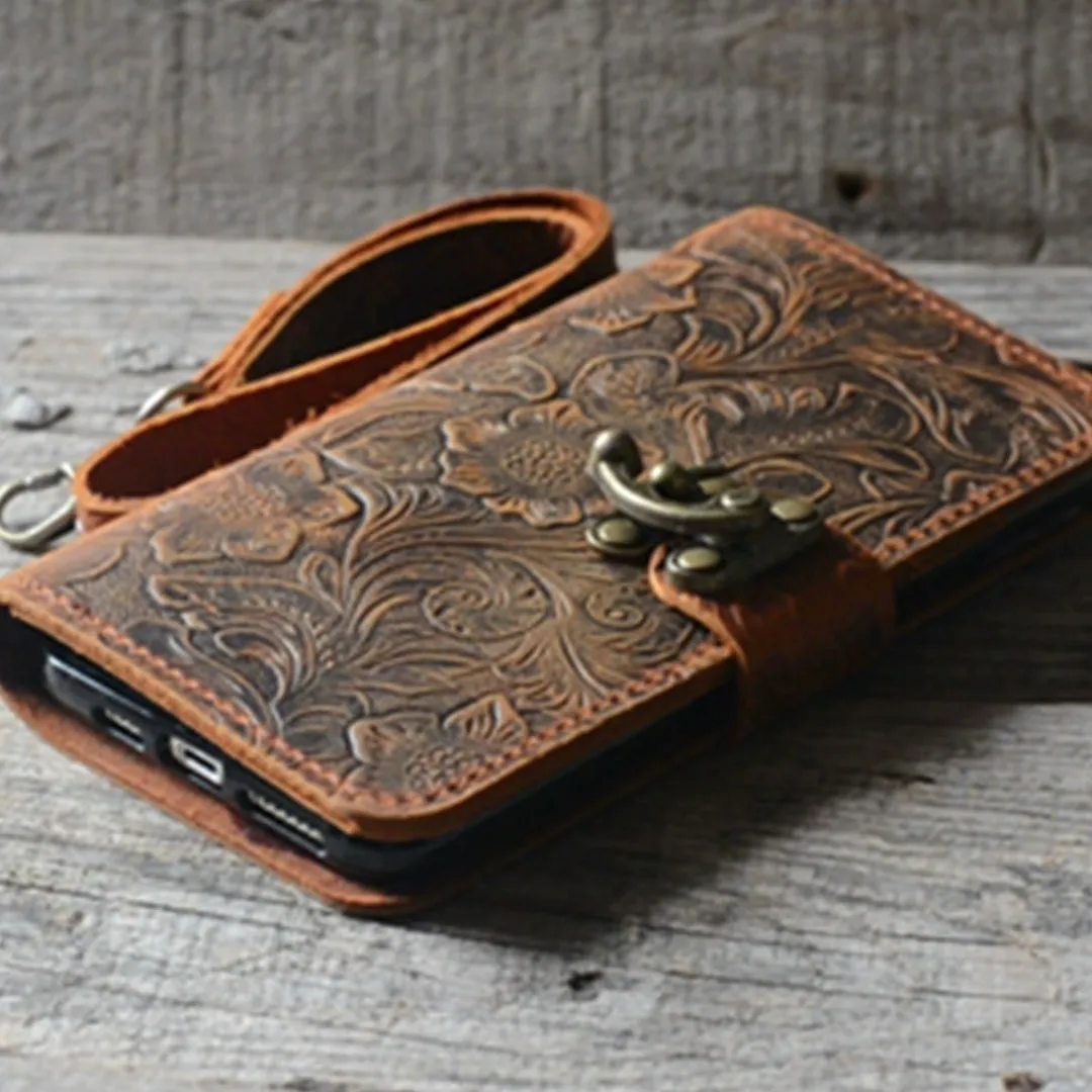 JJNUSA Genuine Leather Retro Book Style Wallet for Iphone 11 Pro Max 6.5 inches Wallet Case