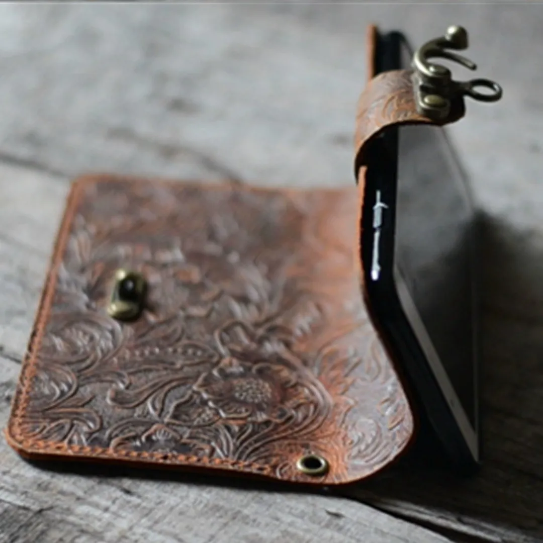 JJNUSA Genuine Leather Retro Book Style Wallet for Iphone 11 Pro Max 6.5 inches Wallet Case