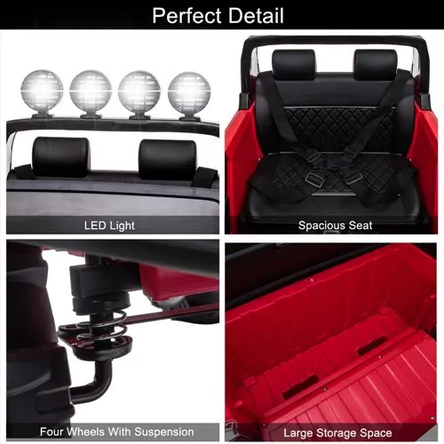 Kids Ride On 12V Car SUV/Jeep MP3 player 2.4GHZ Remote Control with colorful LED Lights - Red **
