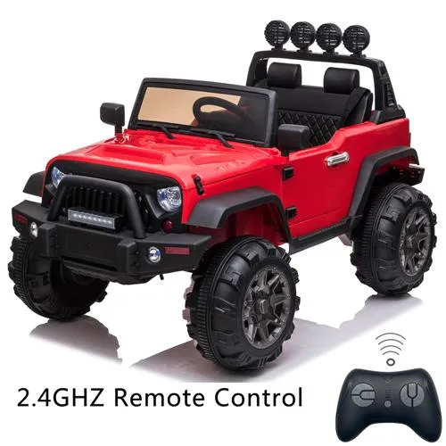 Kids Ride On 12V Car SUV/Jeep MP3 player 2.4GHZ Remote Control with colorful LED Lights - Red **