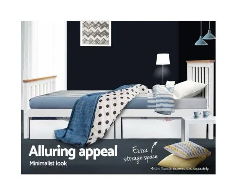 King Single Wooden Bed Frame Timber Kids Adults
