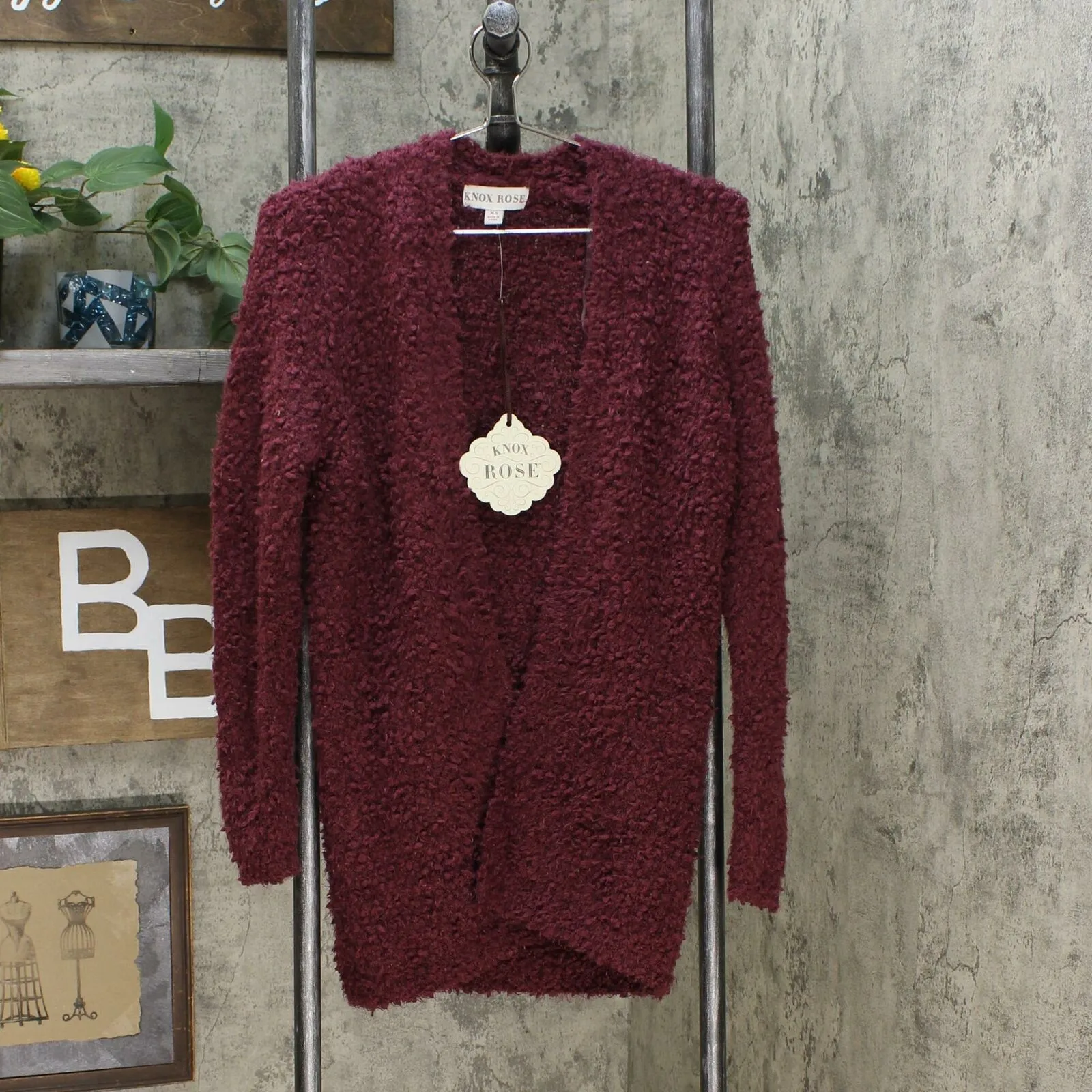 Knox Rose Women's Textured Long Sleeve Open Cardigan