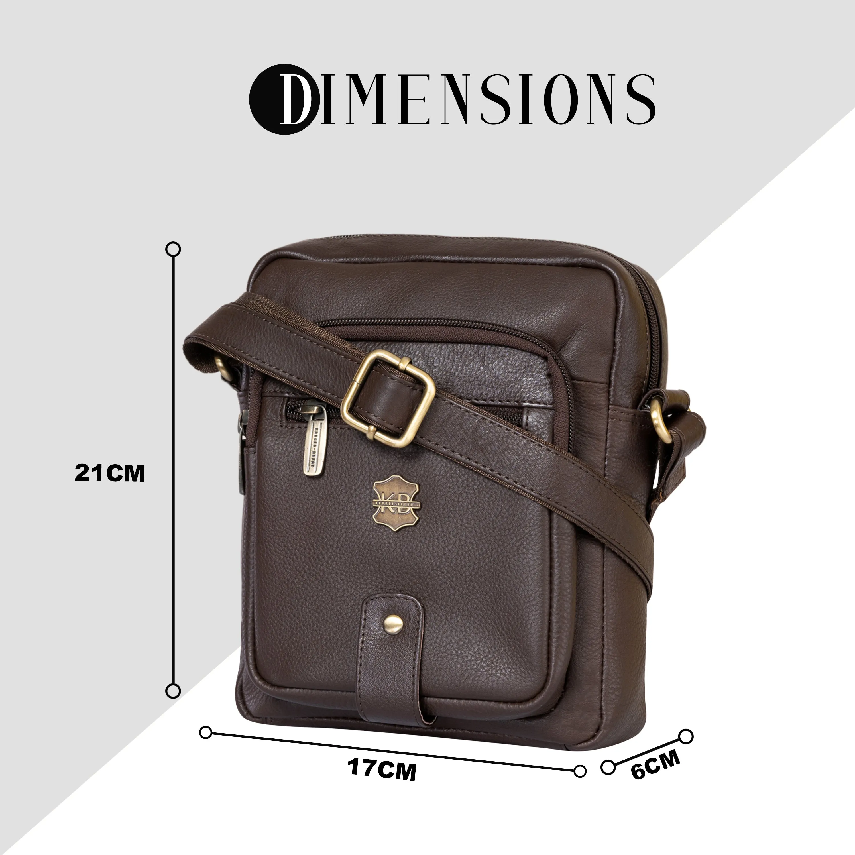 Kuger-Brent Citron Brown Genuine Leather Unisex Sling Bag