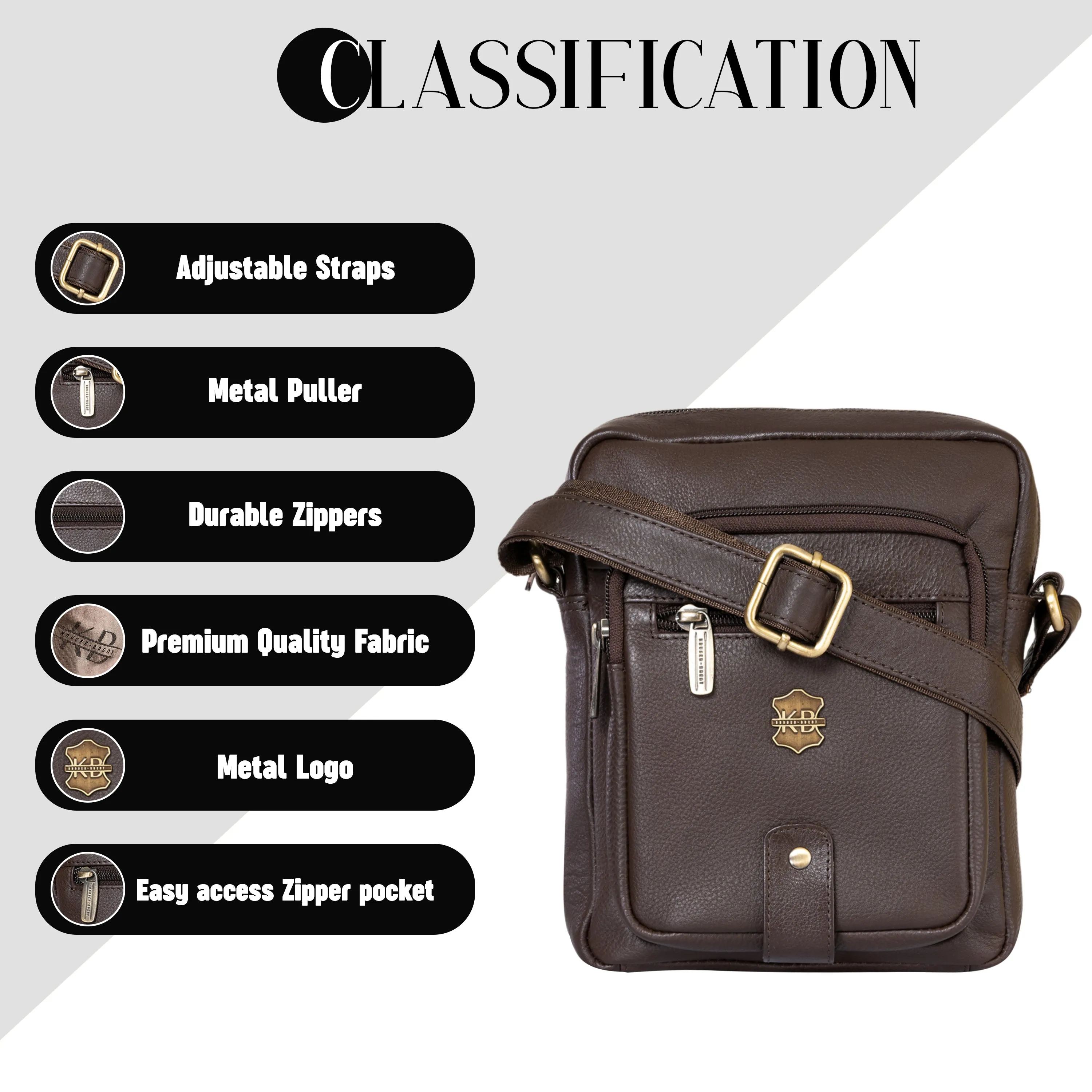 Kuger-Brent Citron Brown Genuine Leather Unisex Sling Bag