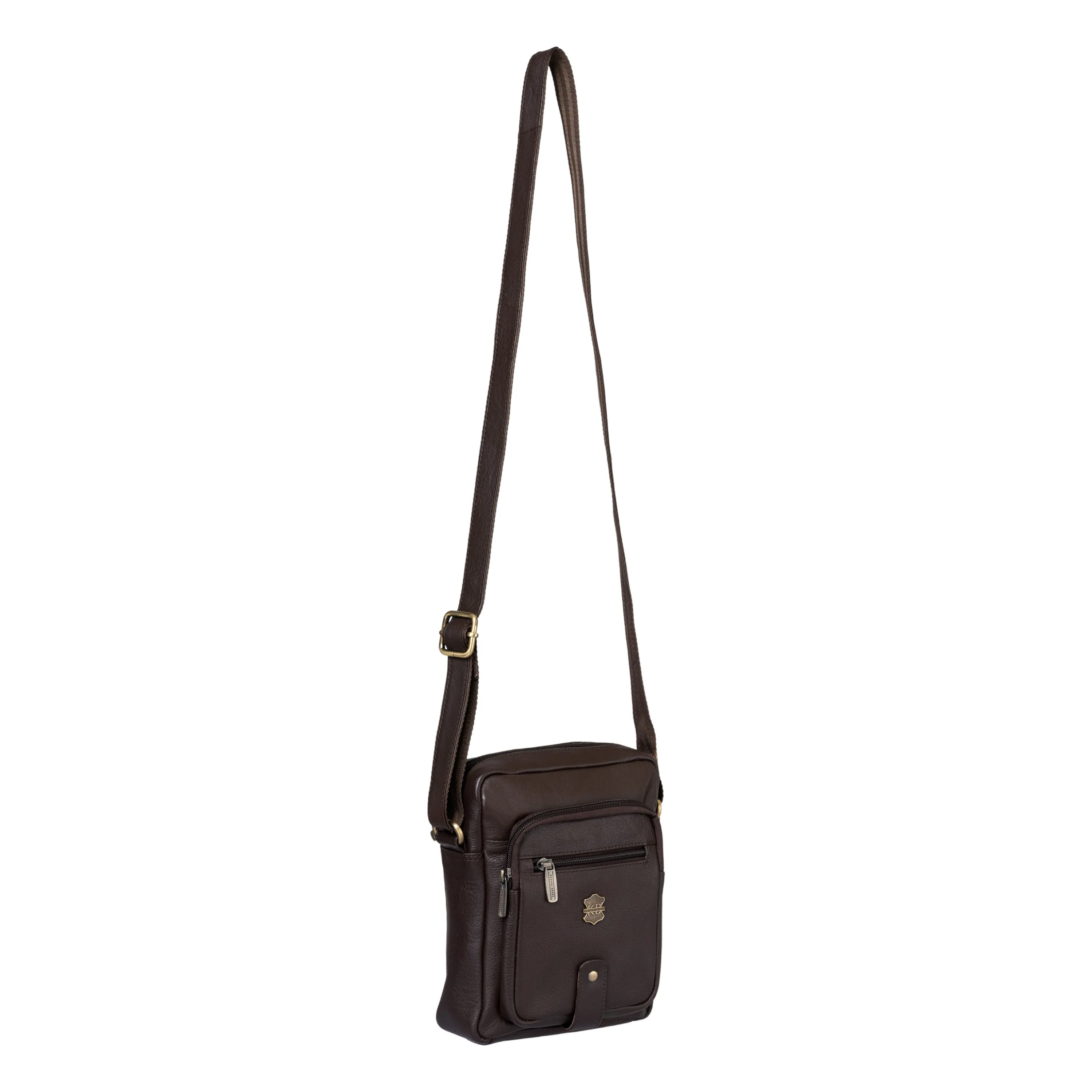 Kuger-Brent Citron Brown Genuine Leather Unisex Sling Bag