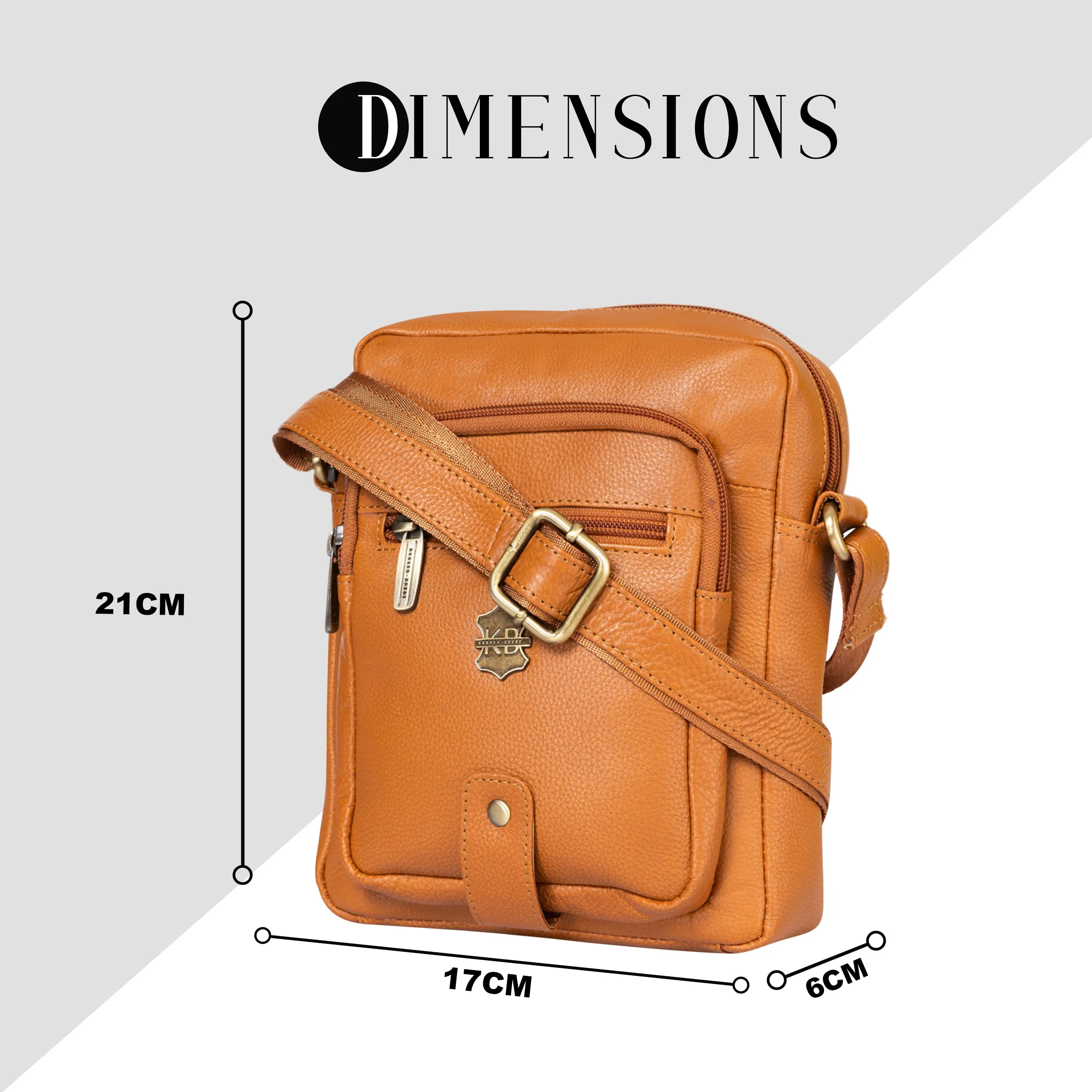 Kuger-Brent Citron Cognac Genuine Leather Unisex Sling Bag