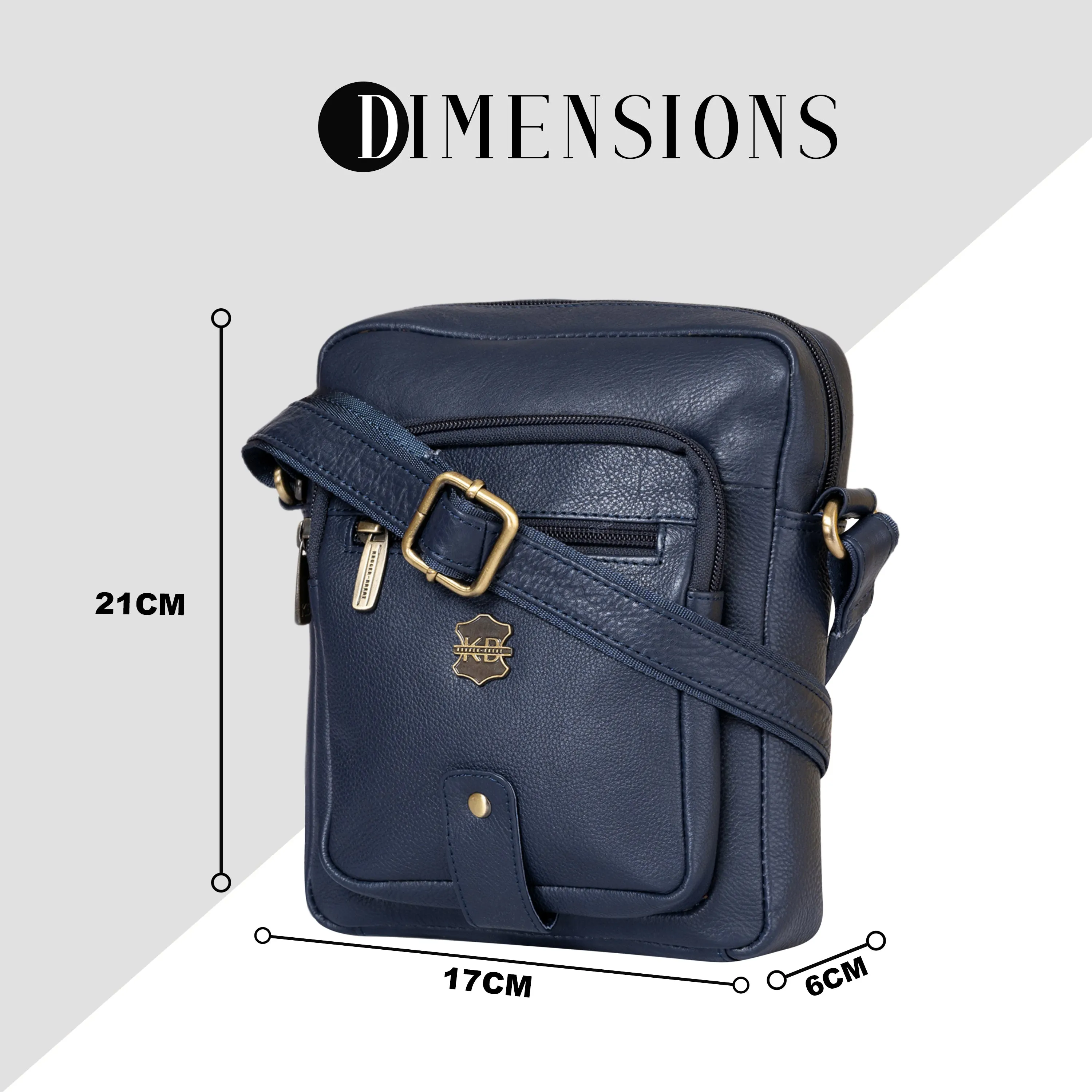 Kuger-Brent Citron Navy Genuine Leather Unisex Sling Bag