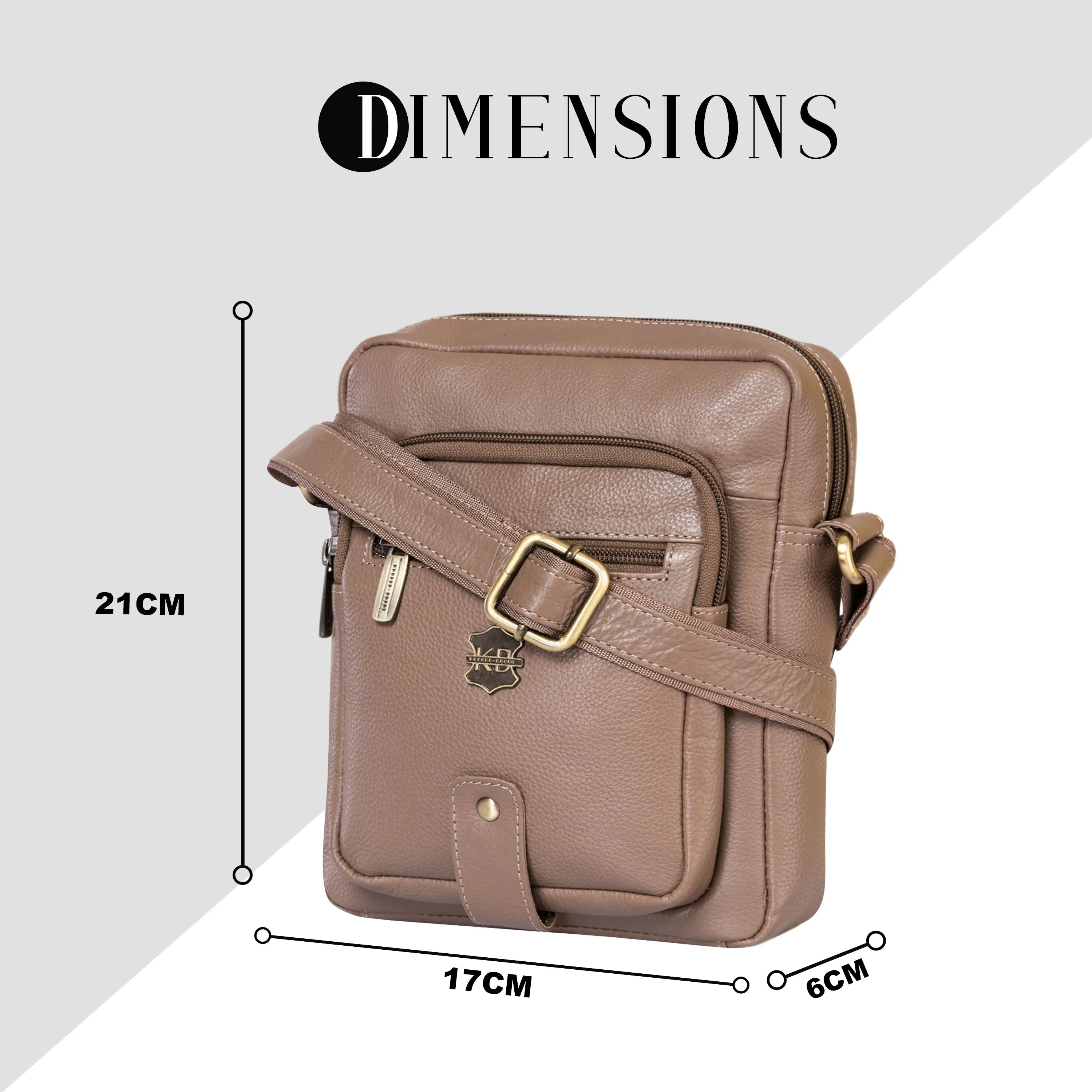 Kuger-Brent Citron Taupe Genuine Leather Unisex Sling Bag