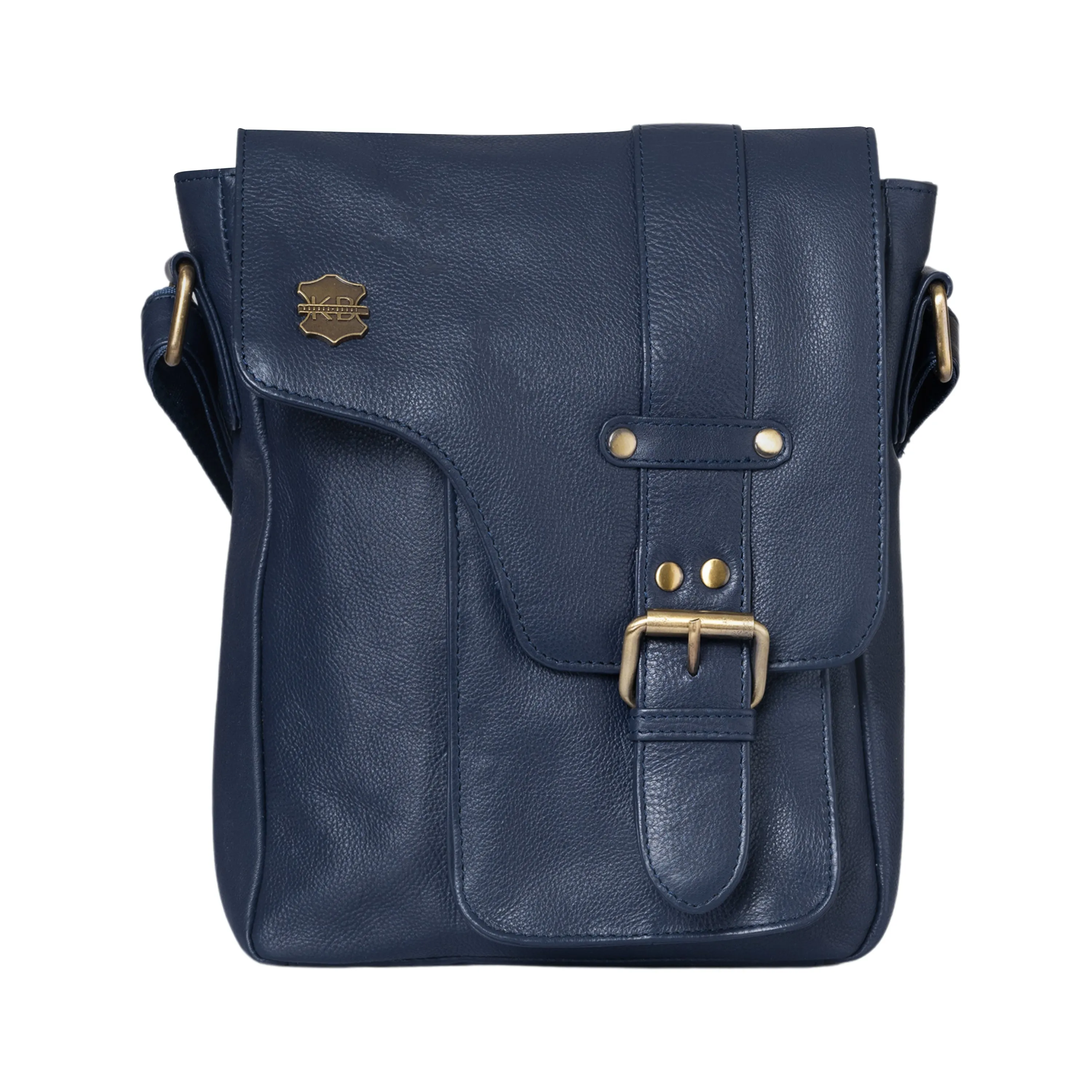 Kuger-Brent Prescott Navy Genuine Leather Unisex Sling Bag