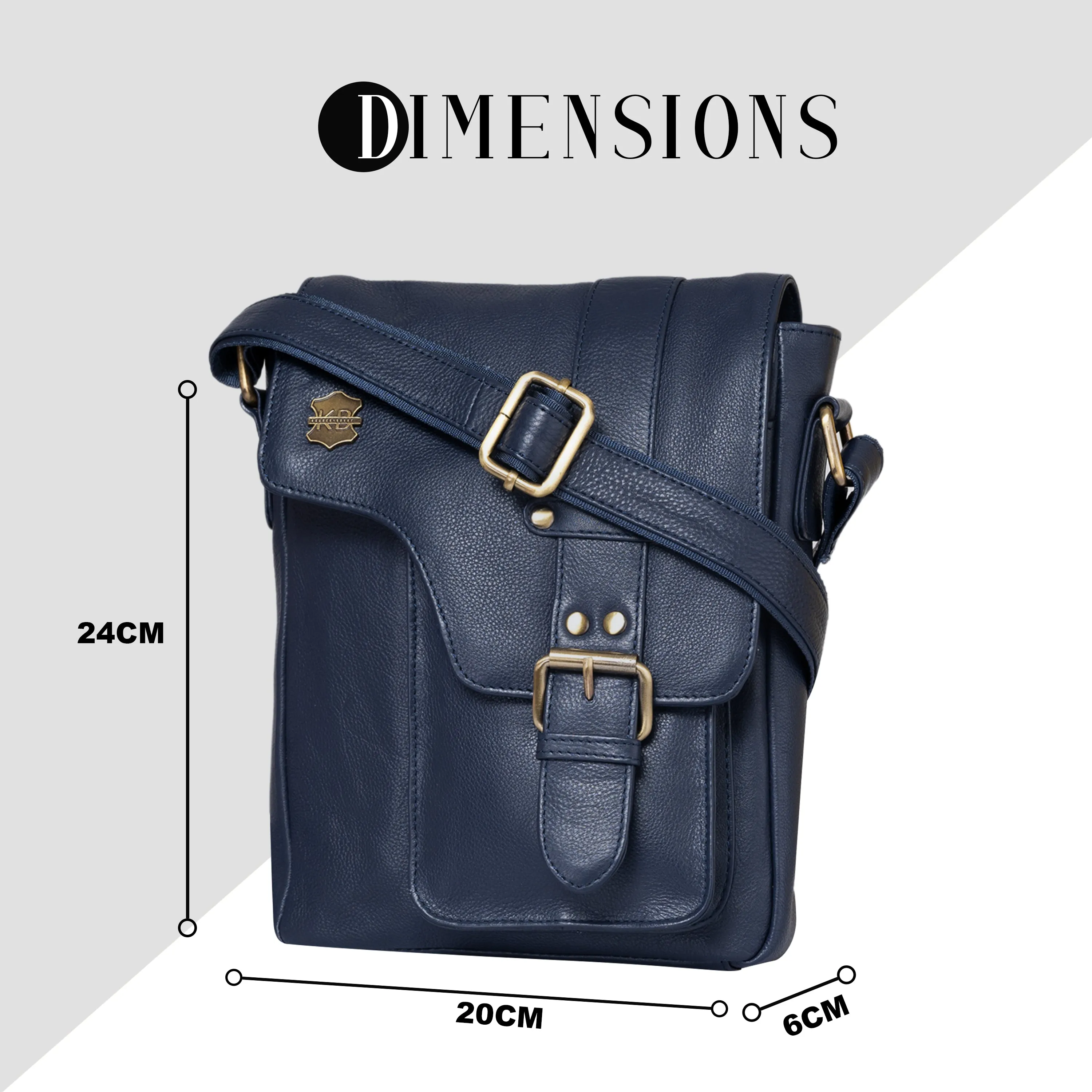 Kuger-Brent Prescott Navy Genuine Leather Unisex Sling Bag