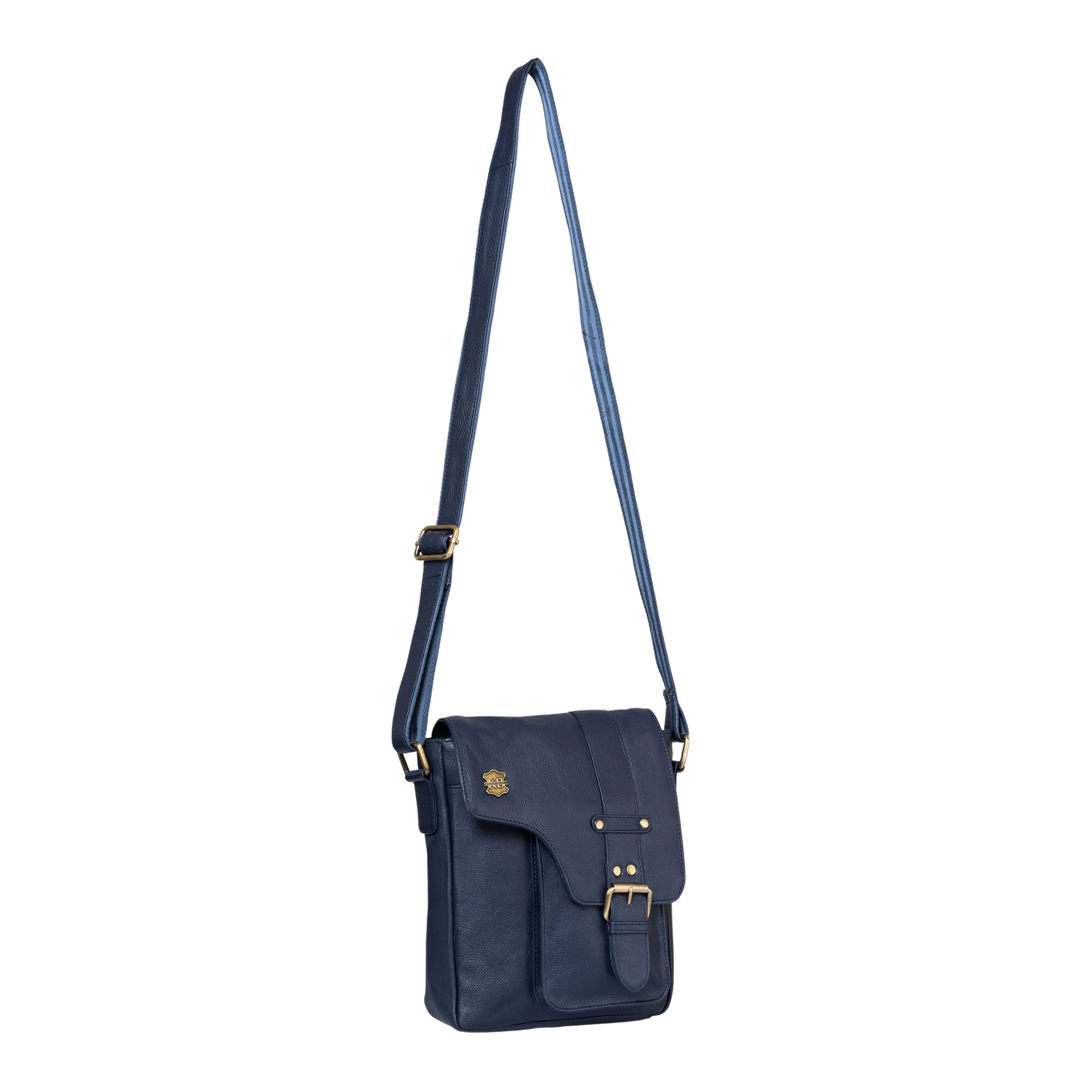 Kuger-Brent Prescott Navy Genuine Leather Unisex Sling Bag