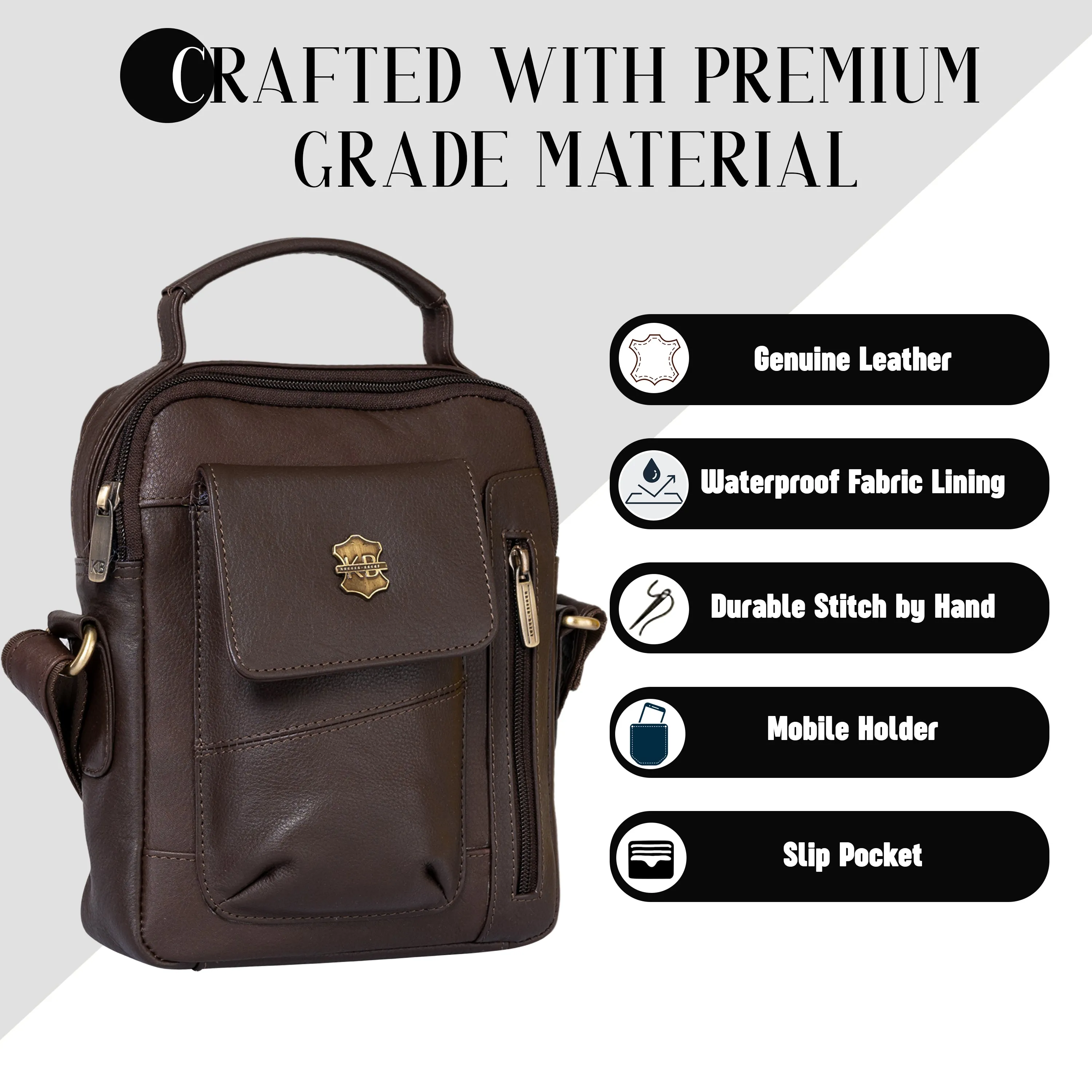 Kuger-Brent Vance Brown Genuine Leather Unisex Sling Bag