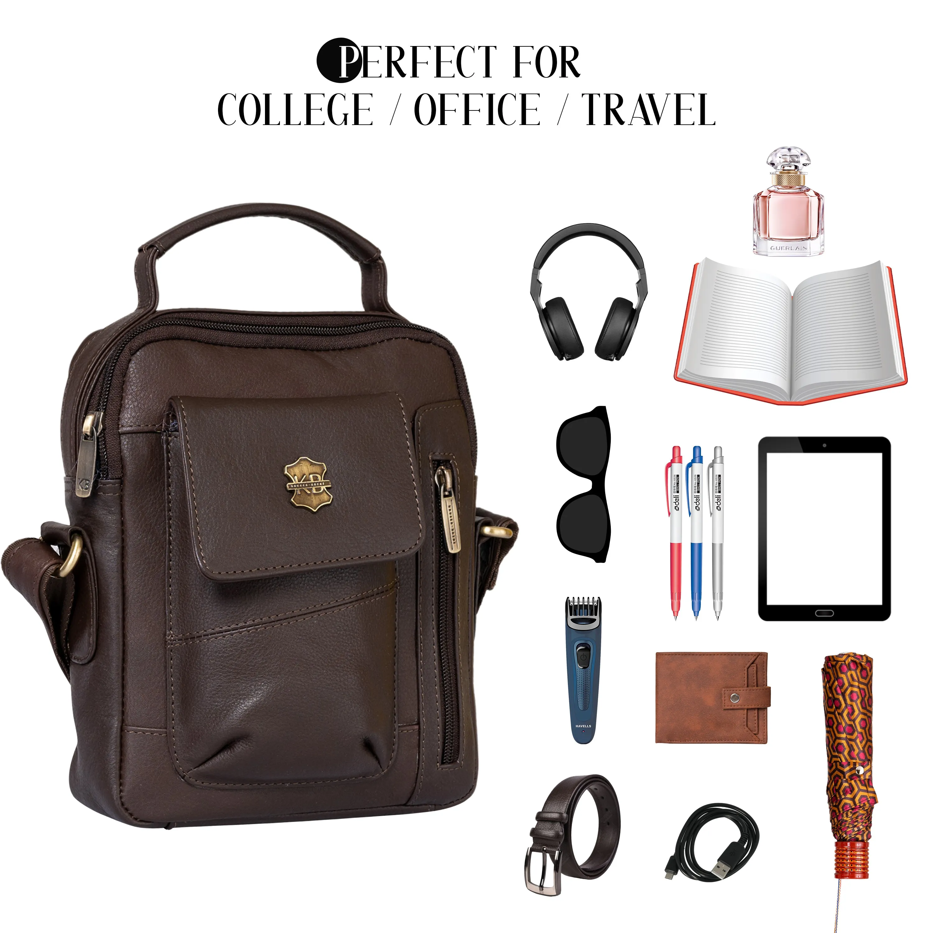 Kuger-Brent Vance Brown Genuine Leather Unisex Sling Bag