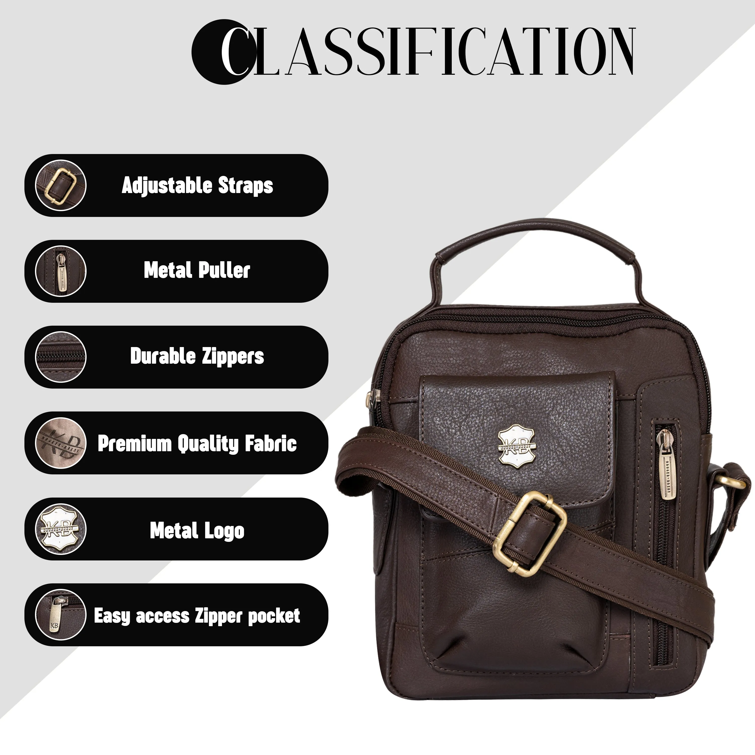 Kuger-Brent Vance Brown Genuine Leather Unisex Sling Bag