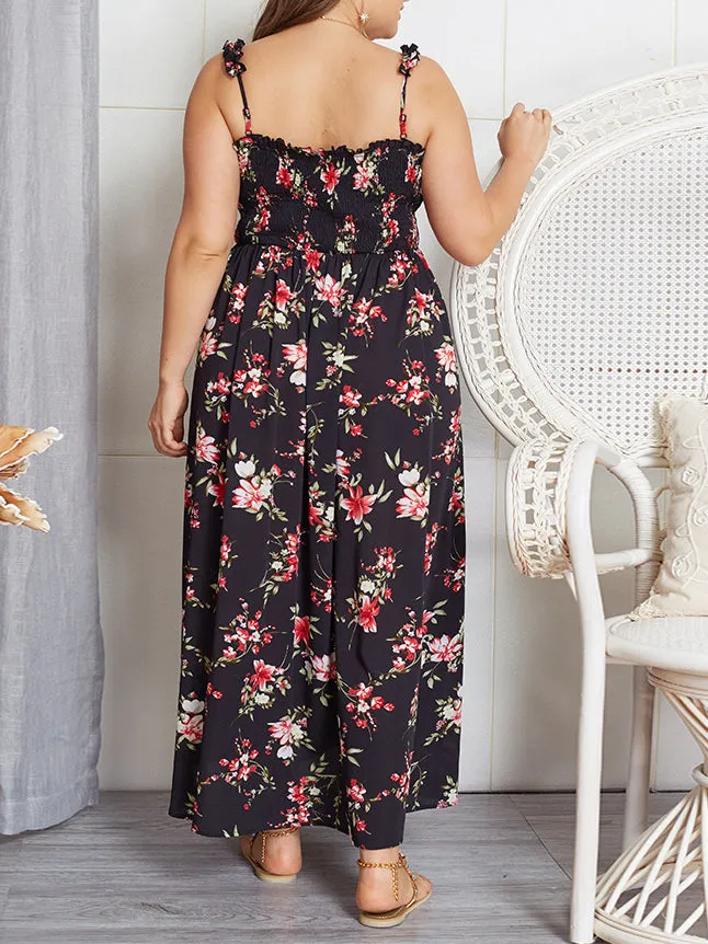 Large Size Sling Floral Dress