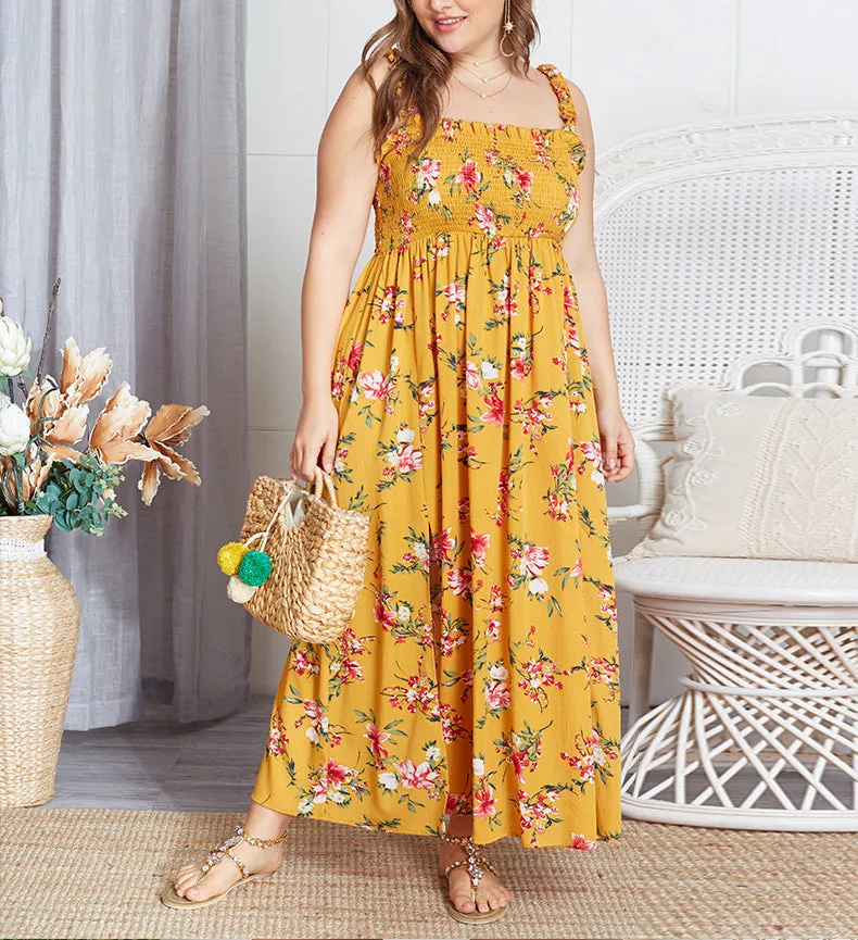 Large Size Sling Floral Dress