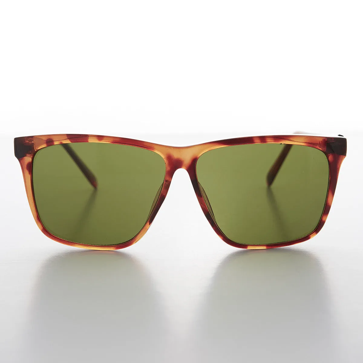 Large Square Vintage Sunglass with Olive Green Lens - Denmark