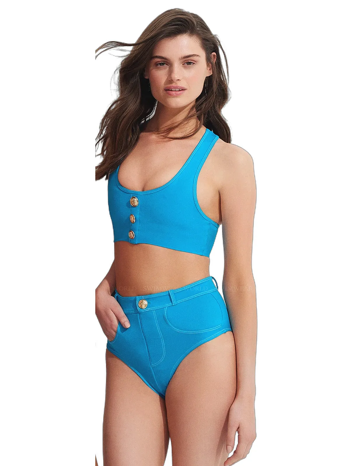 Lavinia With Gold Buttons Bikini ::RET