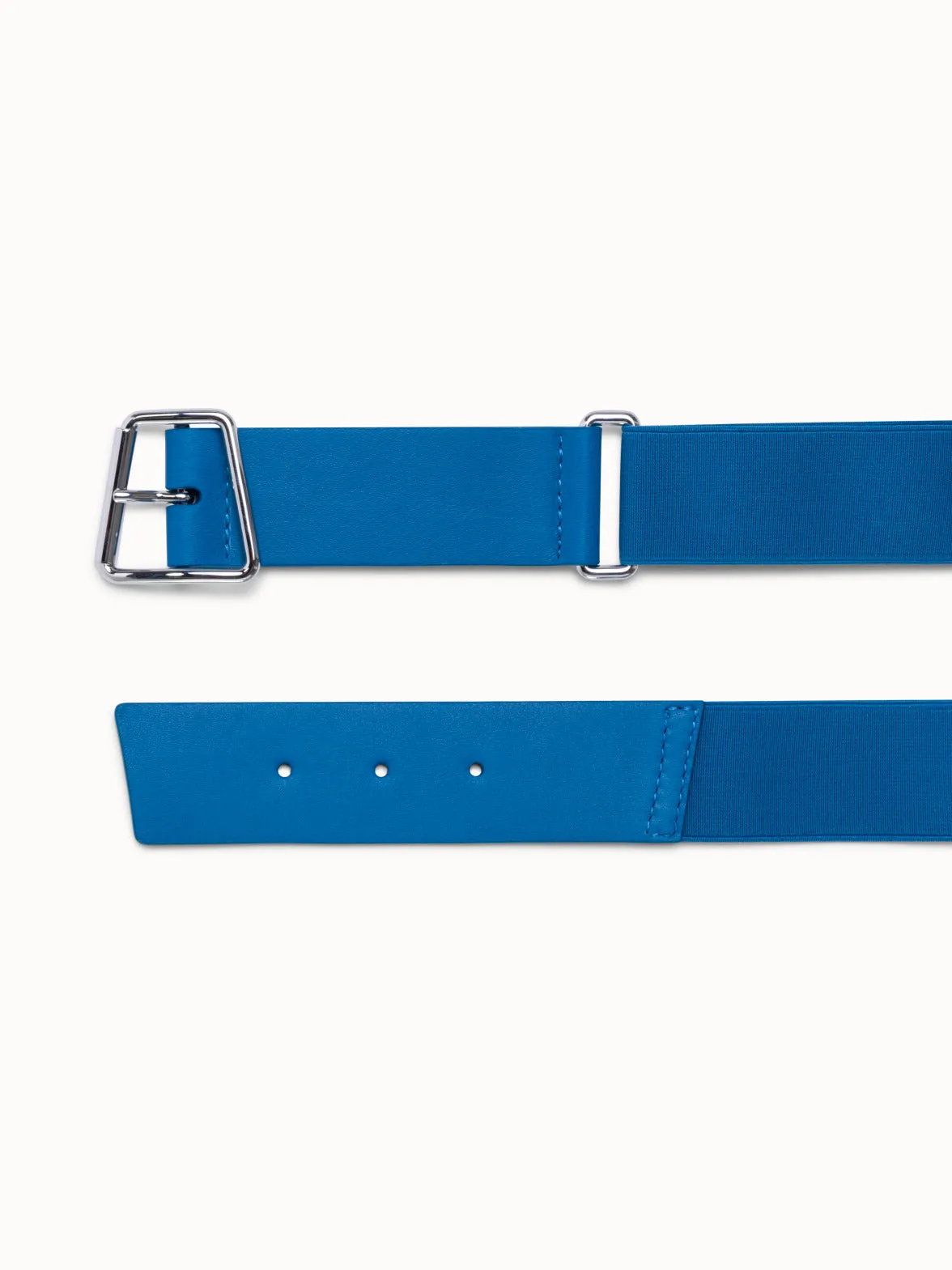 Leather and Elastic Belt with Trapezoid Buckle