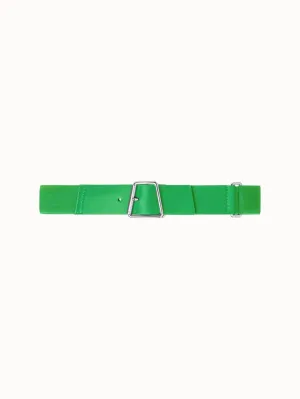 Leather and Elastic Belt with Trapezoid Buckle