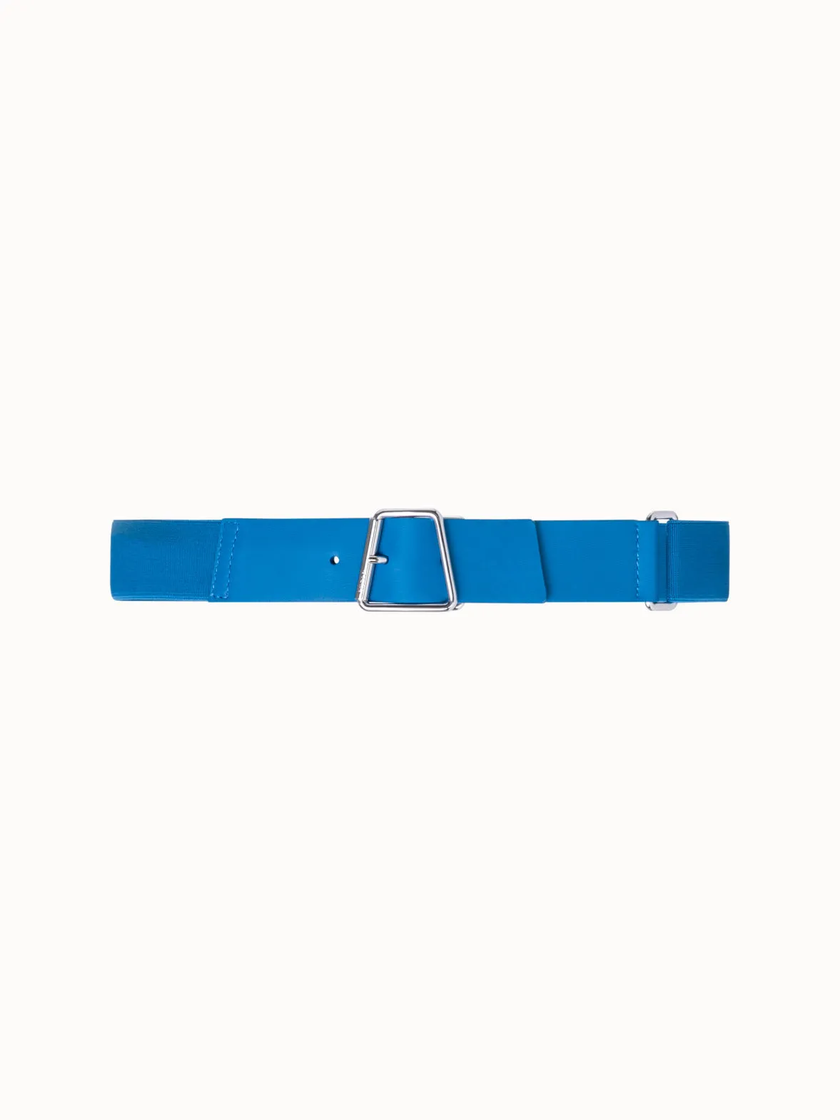 Leather and Elastic Belt with Trapezoid Buckle