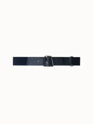 Leather and Elastic Belt with Trapezoid Buckle