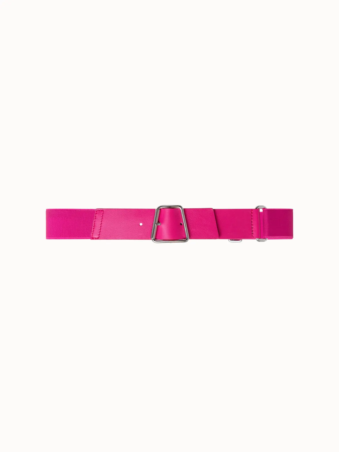 Leather and Elastic Belt with Trapezoid Buckle