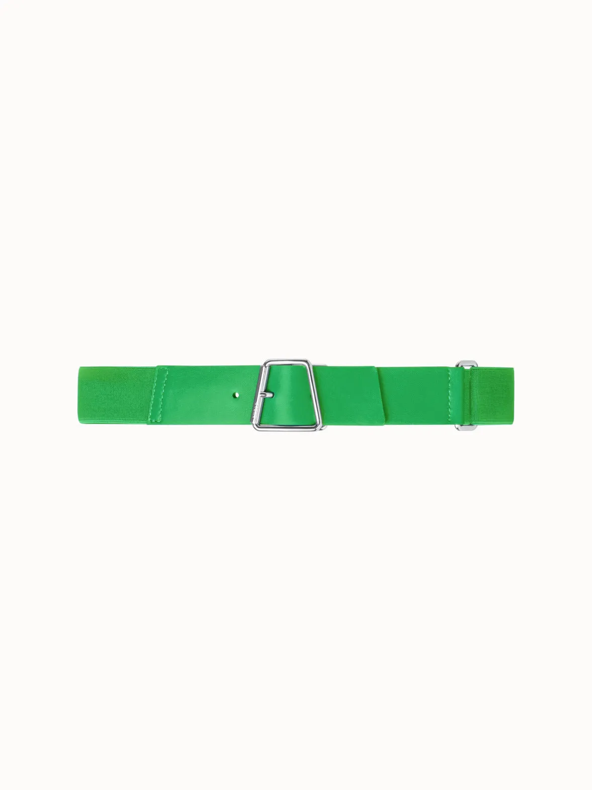 Leather and Elastic Belt with Trapezoid Buckle