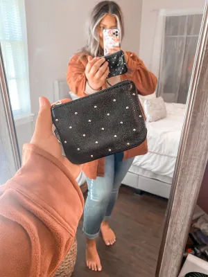 Leather Studded Keychain