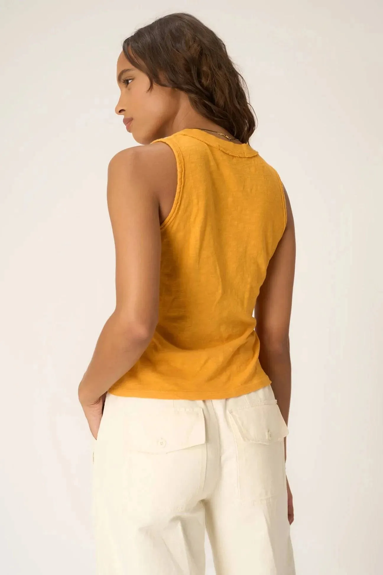 Let Me Know Slub VNeck Tank by Project Social T | Amber Glow