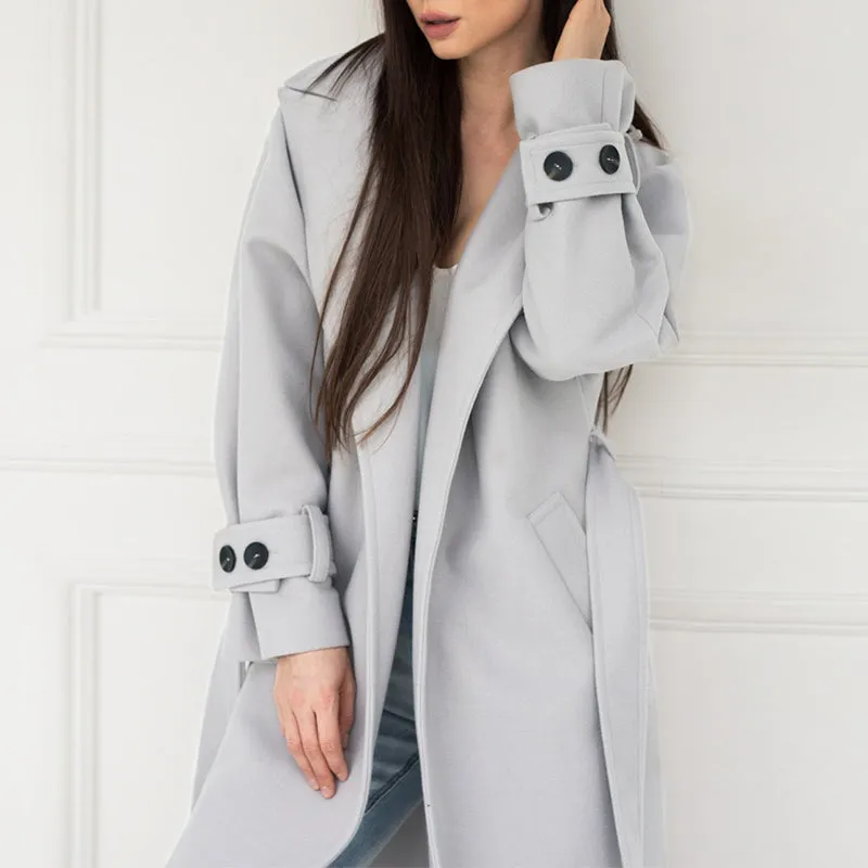 Light Grey Trendy Fall/Winter Long Overcoat