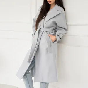 Light Grey Trendy Fall/Winter Long Overcoat