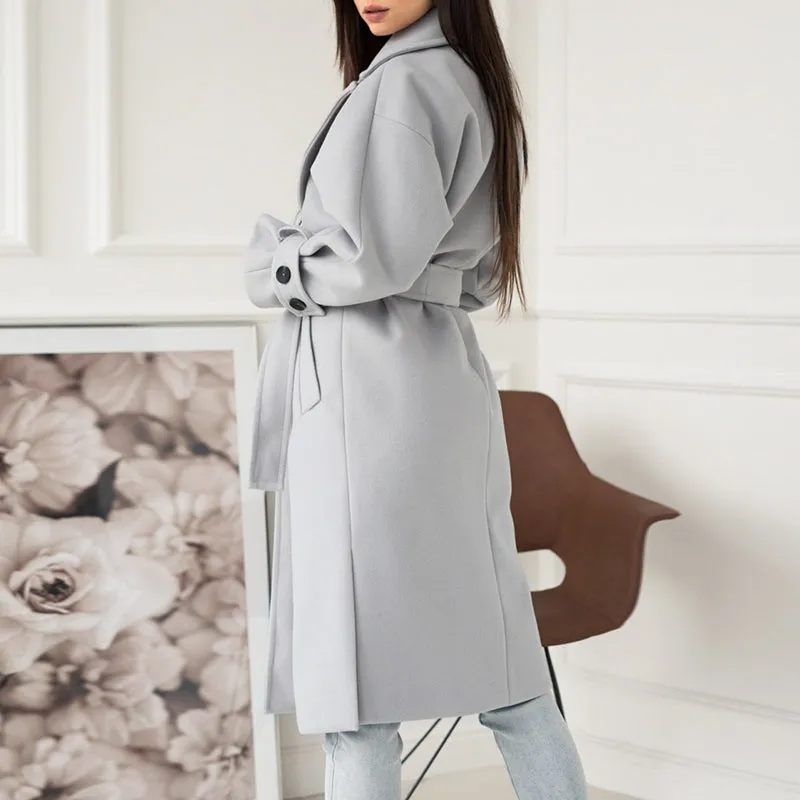 Light Grey Trendy Fall/Winter Long Overcoat