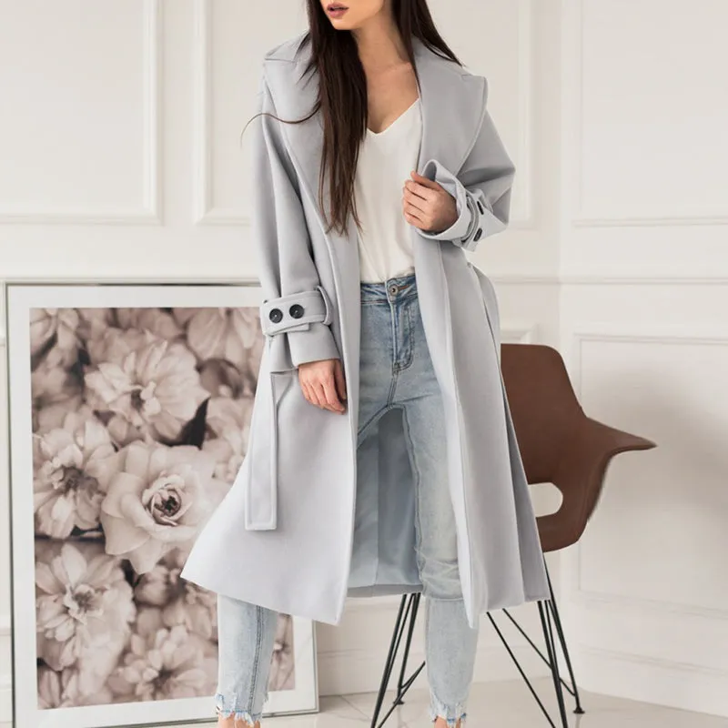 Light Grey Trendy Fall/Winter Long Overcoat