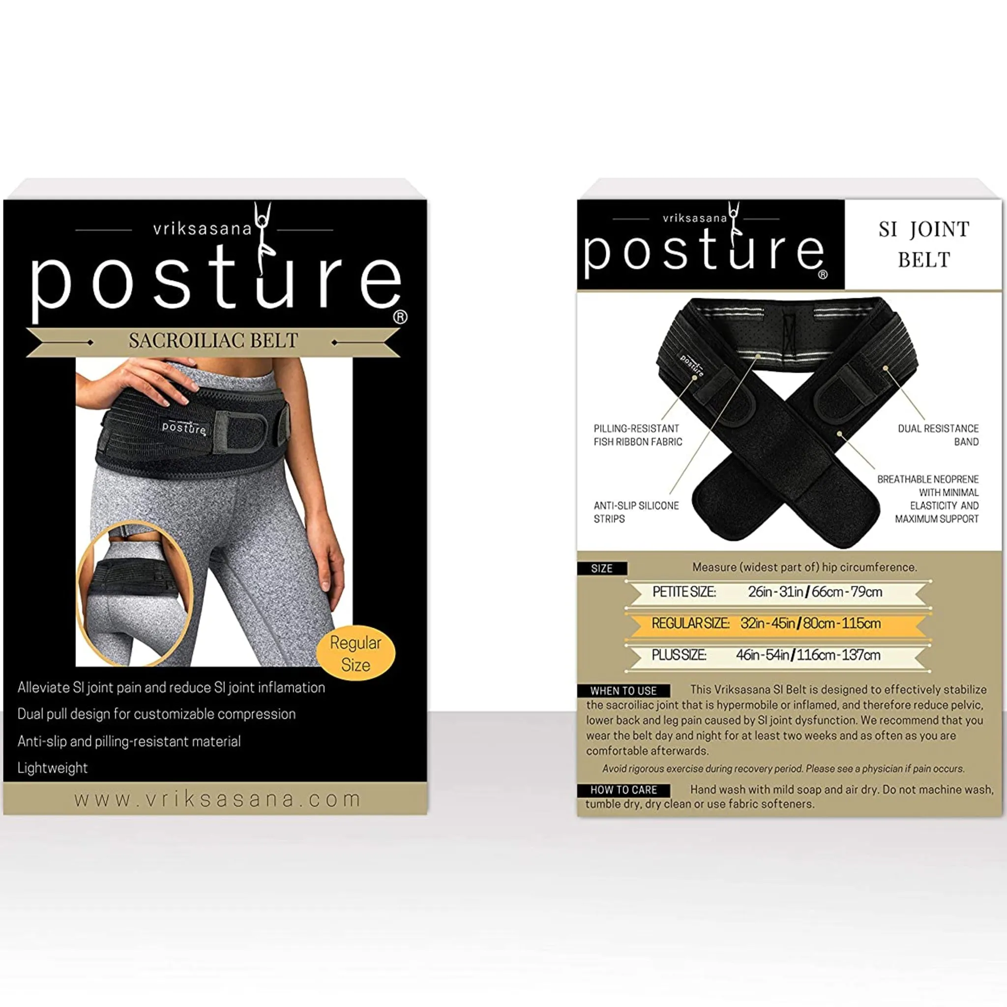 Like New/Unboxed- Vriksasana Posture Sacroiliac Hip Belt That Alleviate Sciatic, Pelvic, Lower Back and Leg Pain, Stabilize SI Joint - (Black)